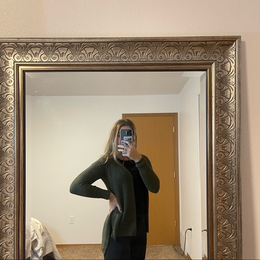 Olive green knit cardigan